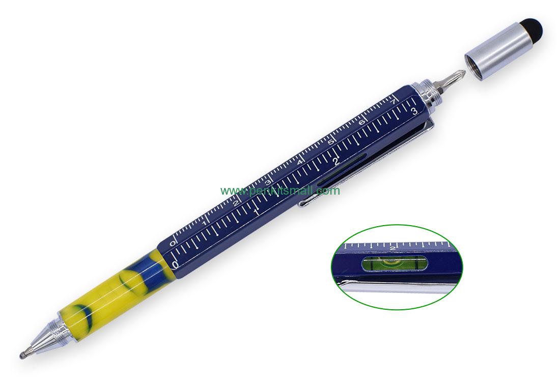 RZ-BP329#-CBL6Chrome+Blue multifunction pen kits(hex barrel)